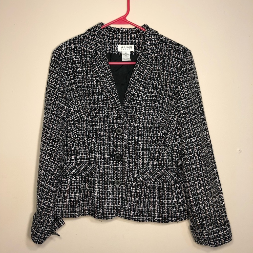 Allison Taylor size 6 blazer black and pink